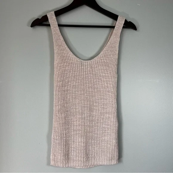 Madewell Women's XS Soft Pink Monterey Sweater V-Neck Tank Top Cotton Blend - Picture 10 of 11